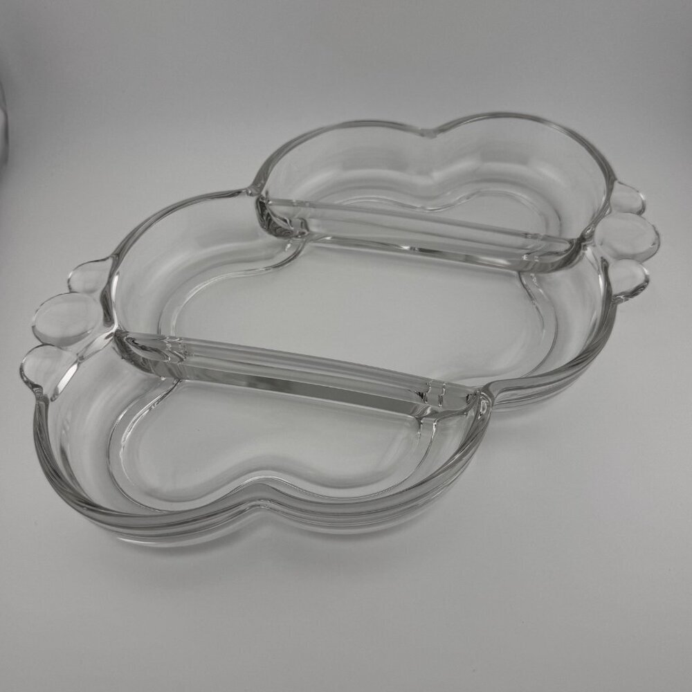 Vintage Duncan & Miller Crystal Canterbury 3 part divided relish dish 10” - Picture 2 of 8